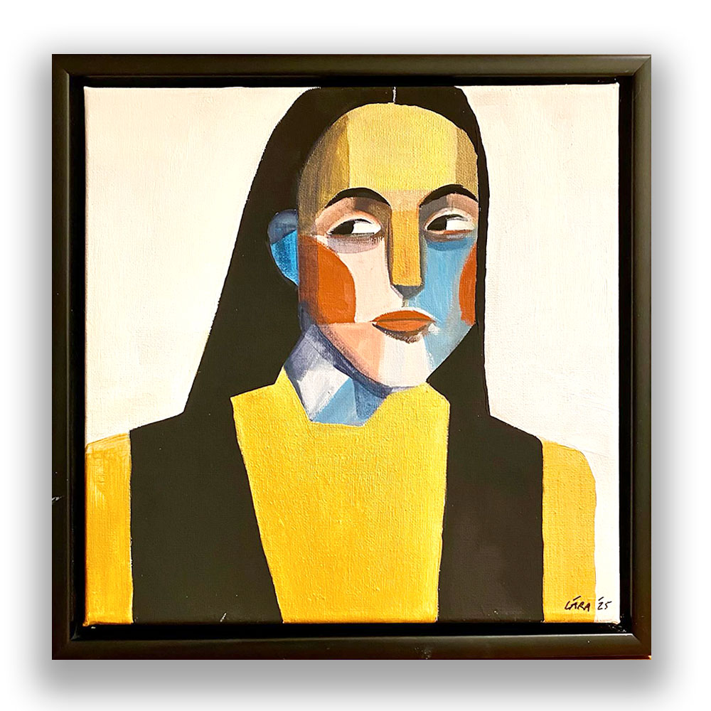 Málverk - Abstrakt brjóstmynd - 30 x 30 cm